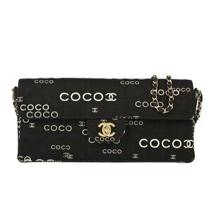 Chanel Black Canvas COCO East West Choco Bar Shoulder Bag 152783